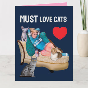 CARTE RETRO WOMAN (FEMME DE MÉNAGE) CAT VALENTINE'S DAY 