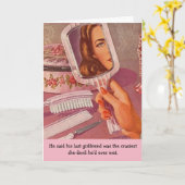 Carte Retro Woman - Fou Fille, (Fleur jaune)