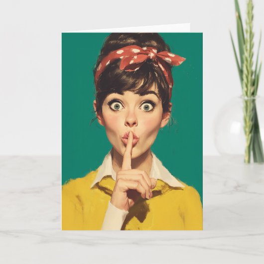Carte Retro Woman Making a Shush (Devant)