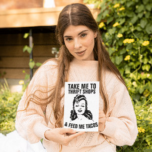 Carte RETRO WOMAN THRIFT SHOPPING & TACOS FUNNY Cards