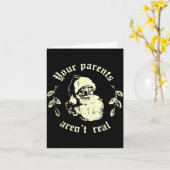 Carte Retro Your Parents Aren't Real Santa Funny Christm (Fleur jaune)