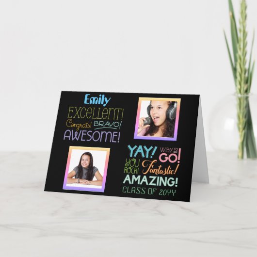 Carte Réussite à l'examen COLLAGE DE PHOTOS Félicitation (Devant)