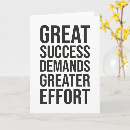 Carte Réussite Exige Effort - Gymnase, Hustle, Succès (Fleur jaune)