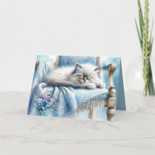 Carte Rêve Cottagecore au Chatons Endormis Bleu
