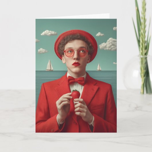 Carte Rêve de fraises en rouge (Devant)