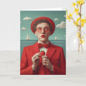 Carte Rêve de fraises en rouge (Fleur jaune)