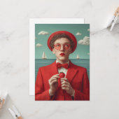 Carte Rêve de fraises en rouge (Devant/Arrière en situation)