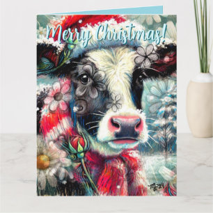 Carte Rêve de vache de temps plus chauds Floral Personna
