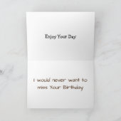 CARTE "RÉVEILLEZ-MOI À TEMPS" ANNIVERSAIRE (Intérieur)