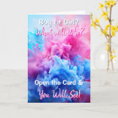 Carte Révélation de genre | C'est un Garçon Blue Footpri (Fleur jaune)