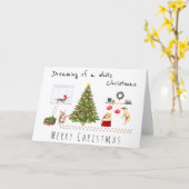 Carte Rêver d'un blanc de noël chien vilain boueux (Fleur jaune)