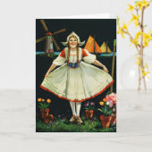 Carte Révérence hollandaise colorée (Fleur jaune)