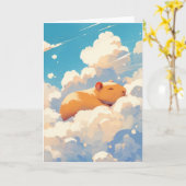 Carte Rêverie de capybara dans les nuages (Fleur jaune)