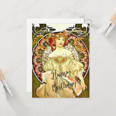 Carte Rêverie, peinture d'art fin, voeux d'anniversaire (Devant/Arrière en situation)