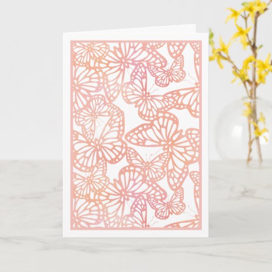 Carte Rêves de papillons (Pêche) vierges (Fleur jaune)