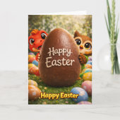 Carte Rex et hoot joyeuses Pâques œuf géant en chocolat  (Devant)