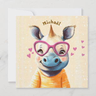 Carte Rhino Valentine's Day Heart Badge Kids School 