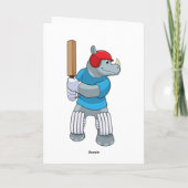 Carte Rhinocéros au cricket avec batte de cricket (Dos)