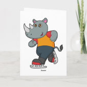 Carte Rhinocéros au patinage sur glace avec patins à gla (Dos)