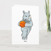 Carte Rhinocéros en joueur de basket avec ballon de bask (Dos)