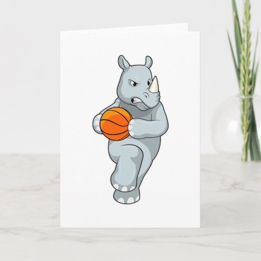 Carte Rhinocéros en joueur de basket-ball avec ballon de (Devant)