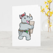 Carte Rhinocéros peignant avec des couleurs (Fleur jaune)