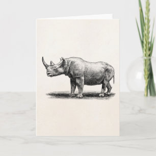Carte Rhinoceros vintage Illustration Rhino Rhinos