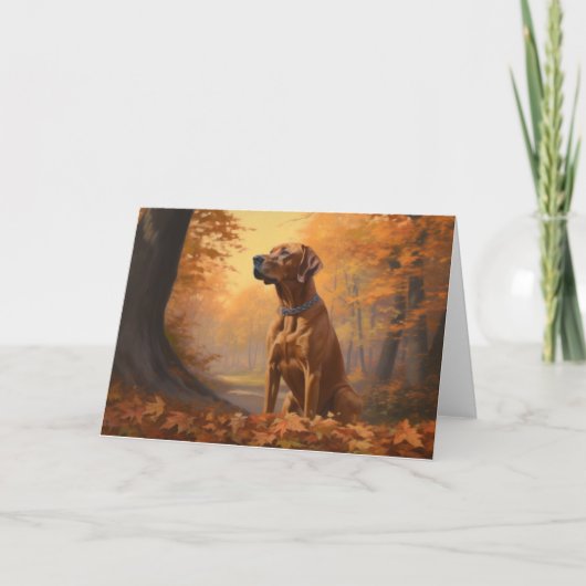 Carte Rhodesian Ridgeback à l'automne Feuilles automne I (Devant)