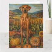 Carte Rhodesian Ridgeback Automne Harvest Thankesgiving (Devant)