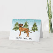Carte Rhodesian Ridgeback Avec Texte Forêt D'Hiver Neige (Devant)