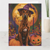 Carte Rhodesian Ridgeback Chien Halloween sorcier Citrou (Devant)