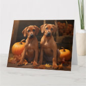 Carte Rhodesian Ridgeback Chiot Automne Citrouille délic (Devant)