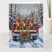 Carte Rhodesian Ridgeback Christmas Red Truck Holiday (Devant)