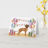 Carte Rhodesian Ridgeback Colorful Pastel Joyeux Anniver (Fleur jaune)