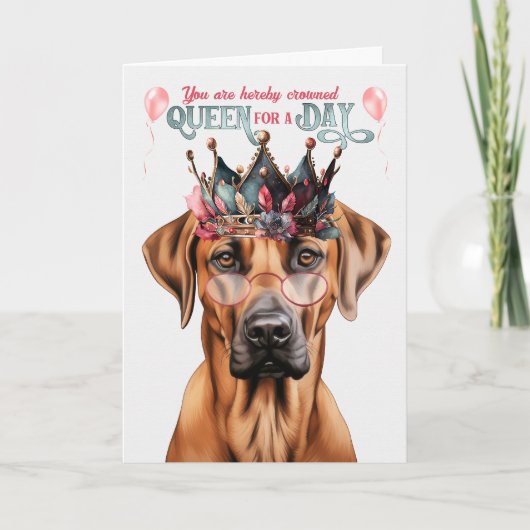 Carte Rhodesian Ridgeback Dog Queen pour un jour d'anniv (Devant)
