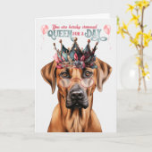 Carte Rhodesian Ridgeback Dog Queen pour un jour d'anniv (Fleur jaune)