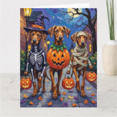 Carte Rhodesian Ridgeback en costumes d'Halloween (Devant)