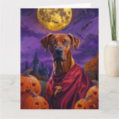 Carte Rhodesian Ridgeback Vampire Citrouilles Halloween (Devant)