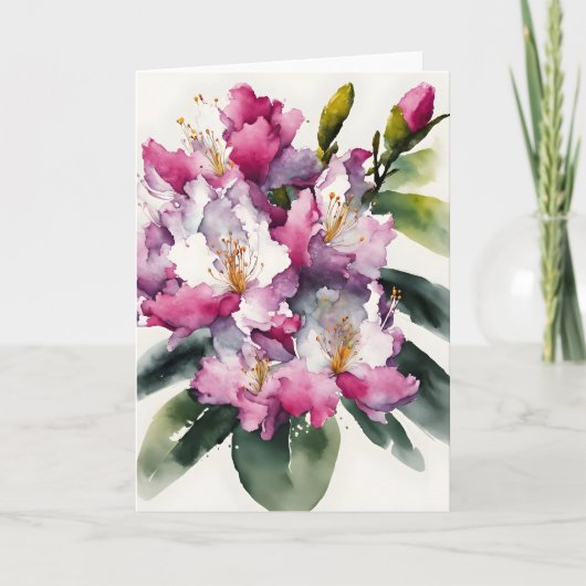 Carte Rhododendron - Fleurs aquarelle (Devant)