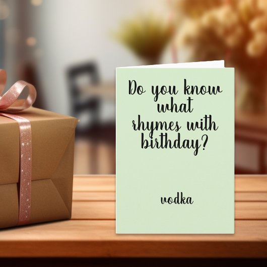 Carte Rhymes avec Anniversaire Vodka Amusant Humour