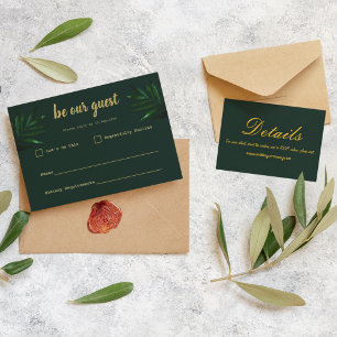 Carte Rich Green Golden Thème RSVP