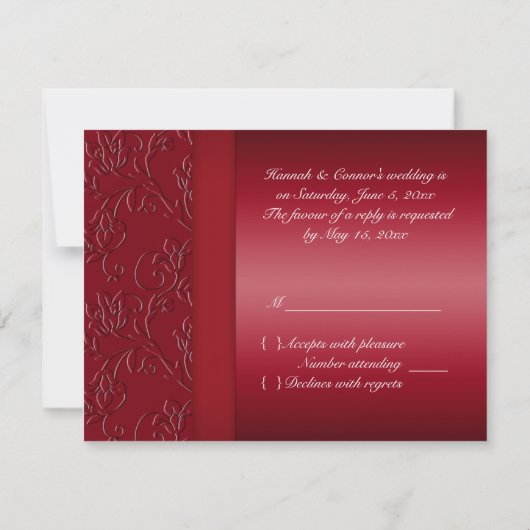 Carte Rich Red Wedding RSVP (Dos)