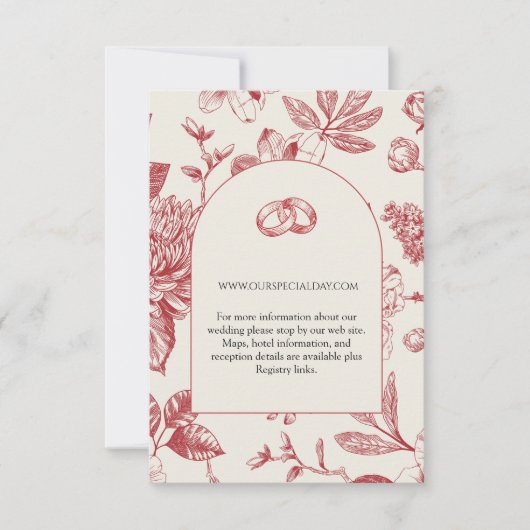 Carte Rich Rouge Floral Toile Floral (Devant)