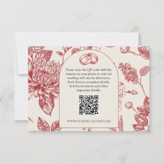 Carte Rich Rouge Floral Toile Floral (Devant)