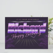 Carte Richard Name Prénom lila retro (Debout devant)