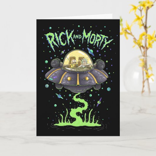 Carte RICK ET MORTY™ | Graphique de vol spatial illustré (Fleur jaune)