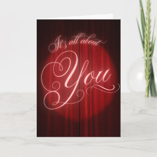 Carte Rideau Rouge Script Vintage "Tout tourne autour de