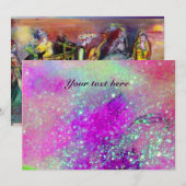 Carte RIDEAUX CHEVAUX EN NUIT, Bleu pourpre, Étincelles  (Devant / Derrière)