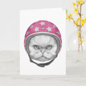 Carte Rider en moto chats perse (Fleur jaune)