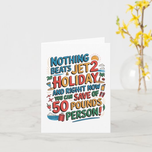 Carte Rien Ne Battre Un Jet 2 Vacances Drôle Internet Vi (Fleur jaune)